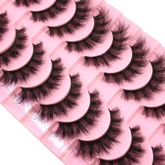 10 paires mélange de cils vison moelleux dramatique Faux