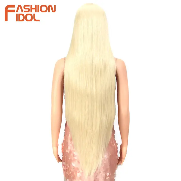 FASHION IDOL – perruque Lace Front Wig synthétique lisse de 38 pouces, perruque de Cosplay à reflets