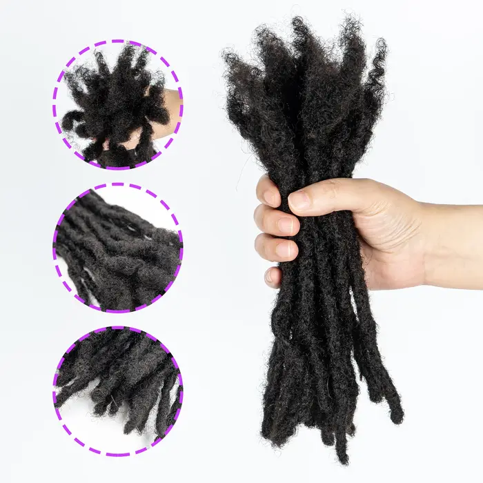 100% Extensions de cheveux humains Dreadlock pour tresses au Crochet 0.6 cm de largeur