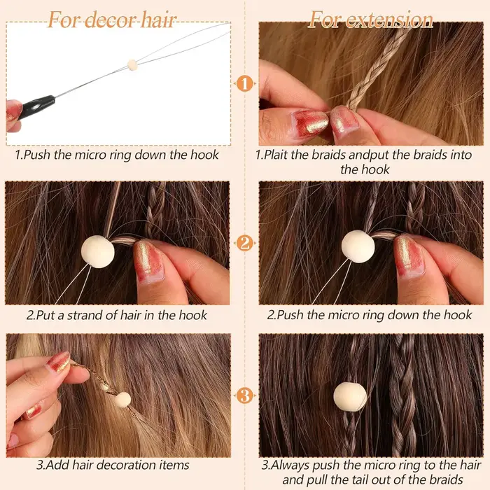 100 pièces outils d'extension de cheveux et outil de dispositif de perles pour les fournitures d'ext