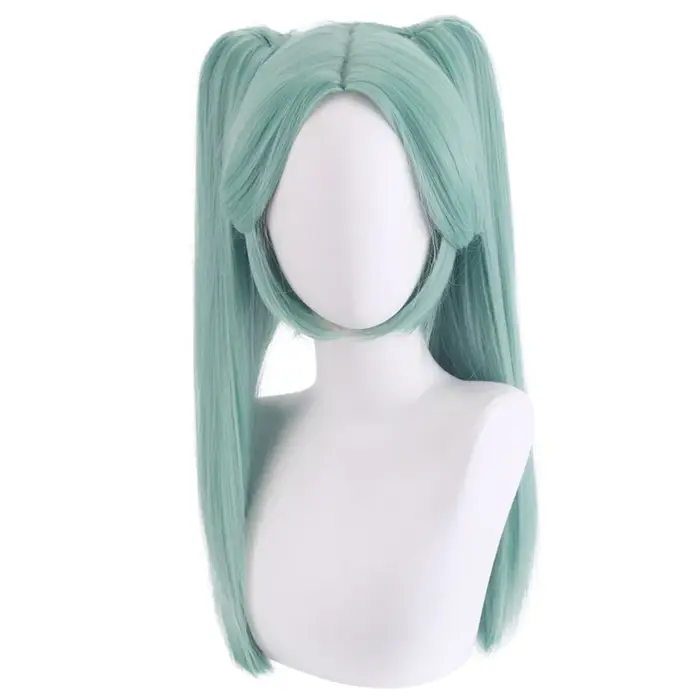 Perruque de Cosplay Rebecca Anime Cyberpunk Edgerunners, perruque synthétique à double queue de cheval bleu cyan, résistante à la chaleur