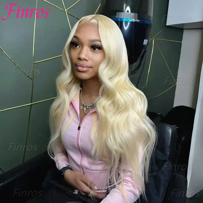 Perruque de cheveux humains blonds ondulés de 30 pouces avec dentelle frontale 13x6 HD, pré-épilée 6