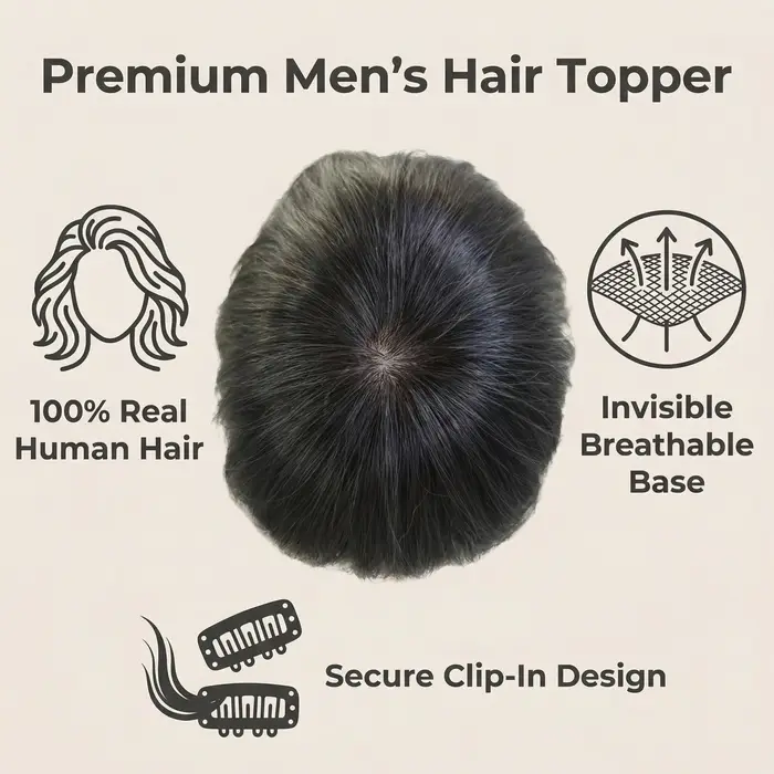 Prothèse capillaire pour homme 100% cheveux humains