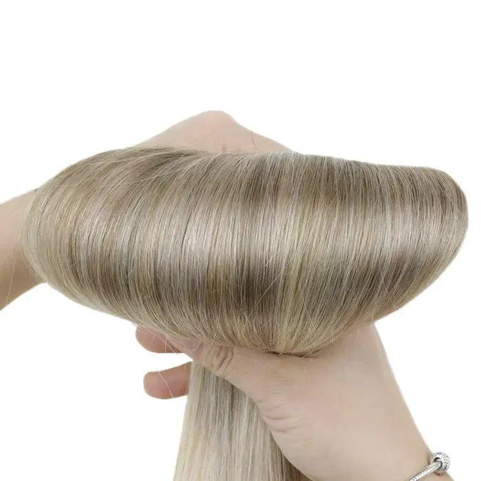 LaaTyo-Extension de cheveux de fil de pêche pour femme, 100% vrais cheveux humains brésiliens, ligne de poisson naturelle droite, cheveux de trame, 12-20 pouces
