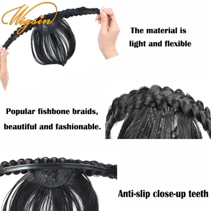 Nouveaux accessoires pour cheveux bandeau synthétique frange à Air perruques avec tresses résistance à la chaleur pince
