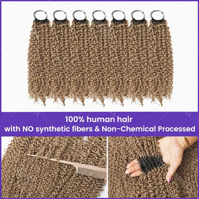 Tresses au crochet en cheveux humains Curly Feather Miracle Knots # 27 Extensions