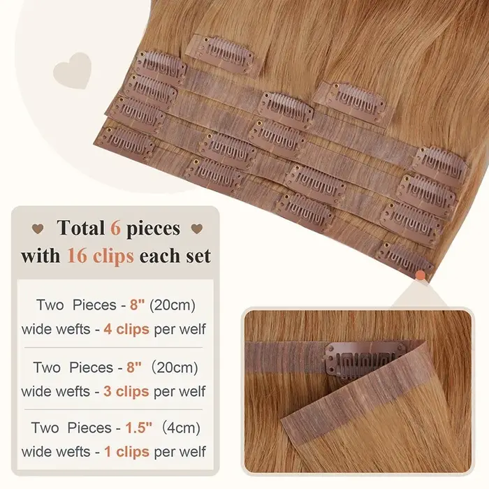 Clip en PU dans les extensions de cheveux humains # Perruques invisibles pour femmes