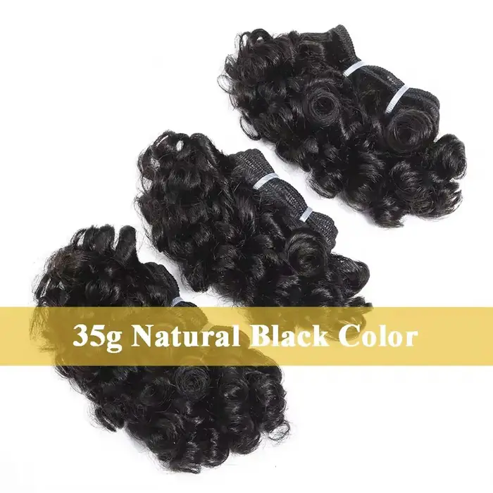 Ensemble de trois pièces OP de couleur naturelle, cheveux bouclés élastiques péruviens, extensions d