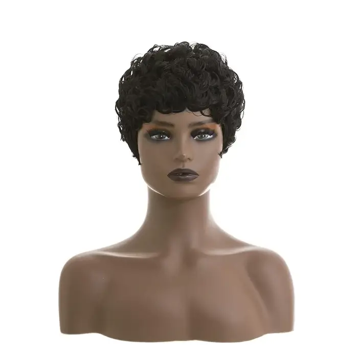 Perruques courtes coupe lutin pour femmes noires cheveux synthétiques Afro perruque lutin couleur no