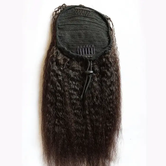 Extensions de cheveux humains dessiner des queues de cheval Jerry Afro crépus bouclés vierge pince