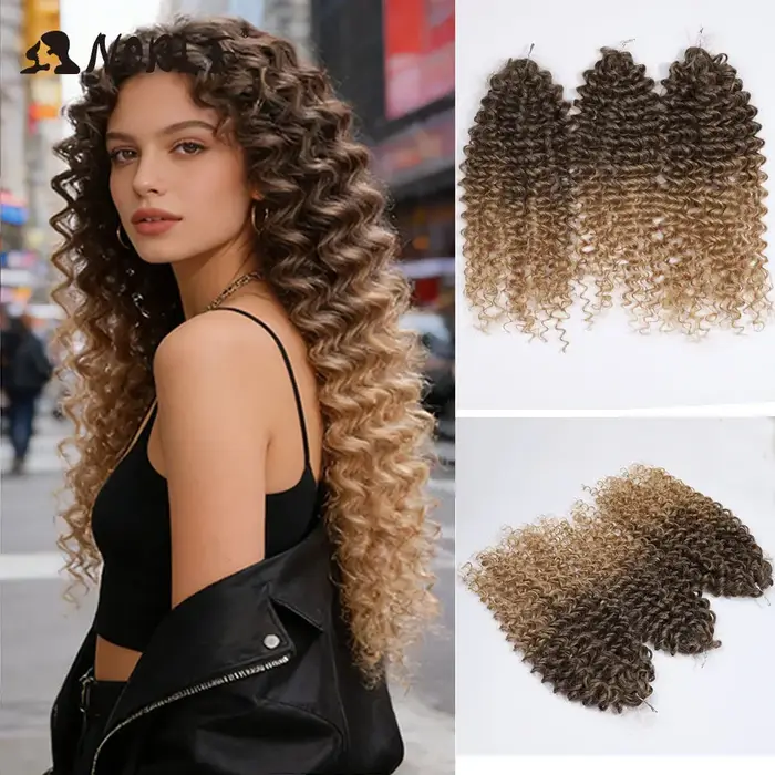 NOBLE Lot de mèches synthétiques ondulées brunes blondes de 24 pouces