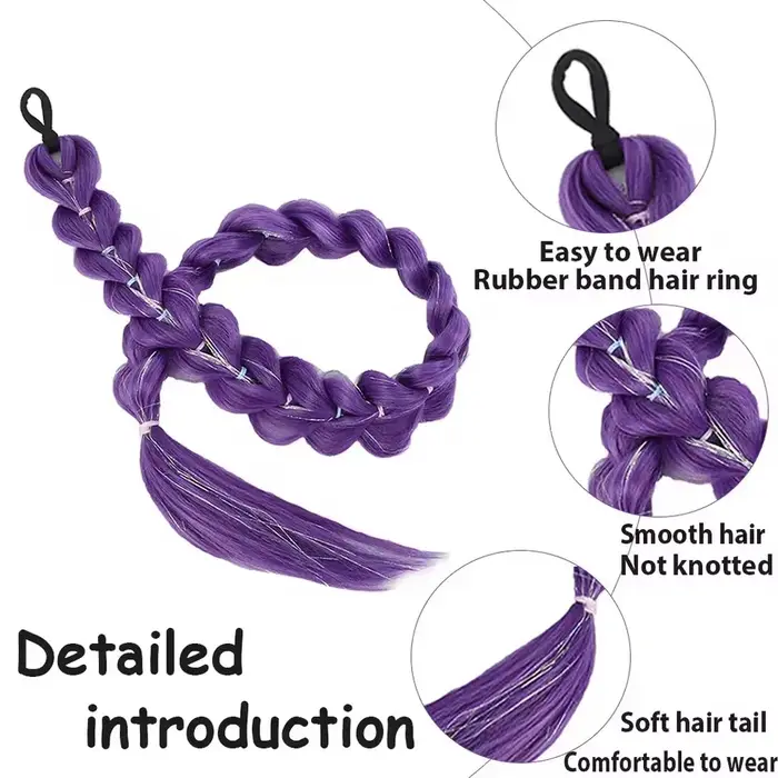 Perruque tressée violette synthétique extra longue de 32 po | Métallique chatoyant | Postiche de costume de Noël pour