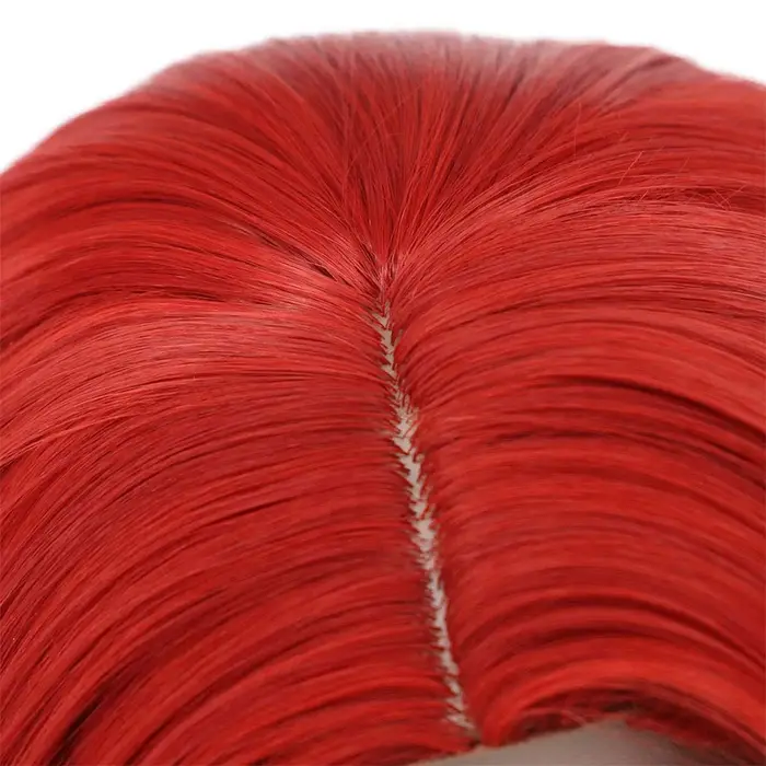 Perruque rouge avec frange ondulée synthétique