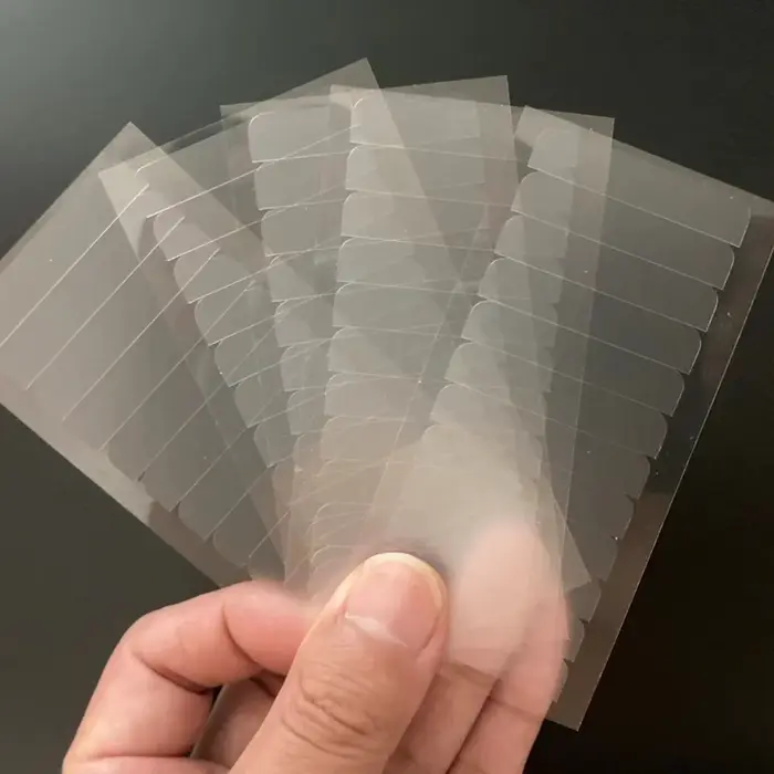 5 feuilles de 60 languettes de ruban adhésif simple face 4cm*0.8cm pour extensions de cheveux et perruques en dentelle