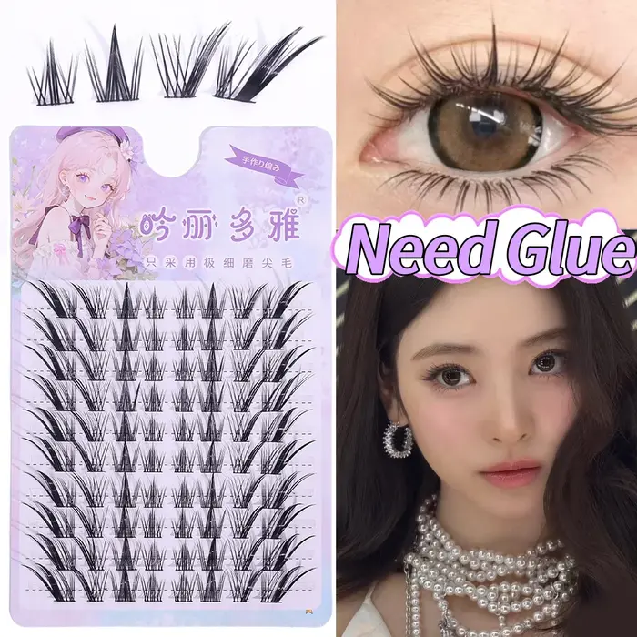 Fox Eye Effect Manga faux cils rouleau épais déformé segmenté individuel Cluster Extensions