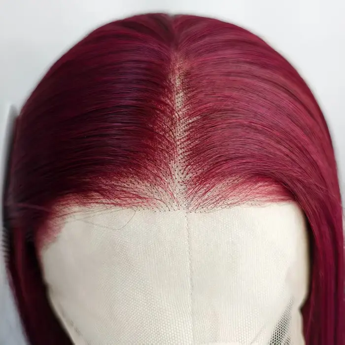 Perruque Lace Front Rouge Vin Pré-Pluckée