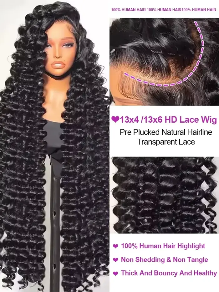 40 pouces HD lâche vague profonde 13x6 dentelle avant perruques de cheveux humains brésilien bouclés
