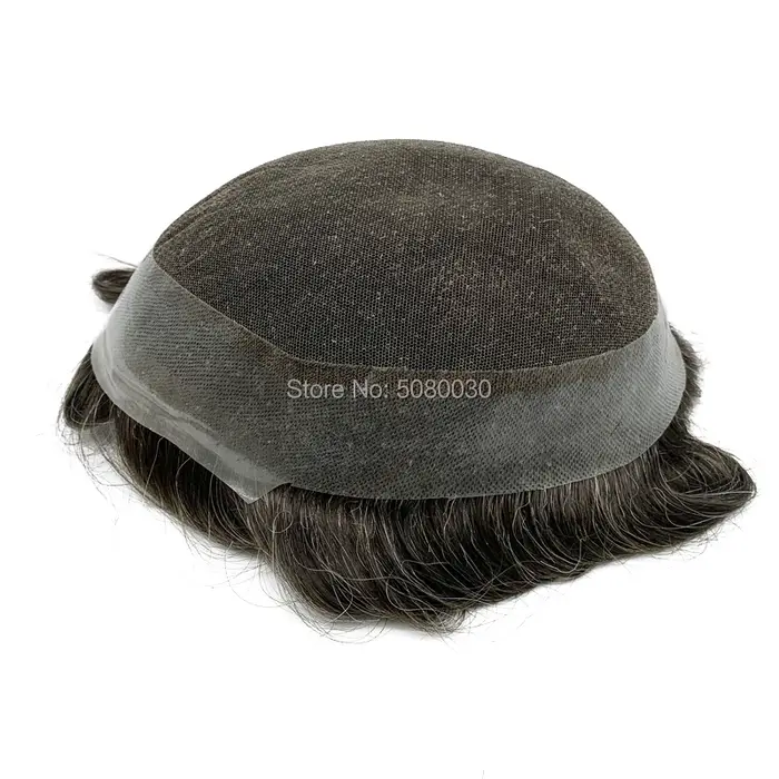 Toupet en cheveux Remy avec dentelle autour de Pu pour hommes