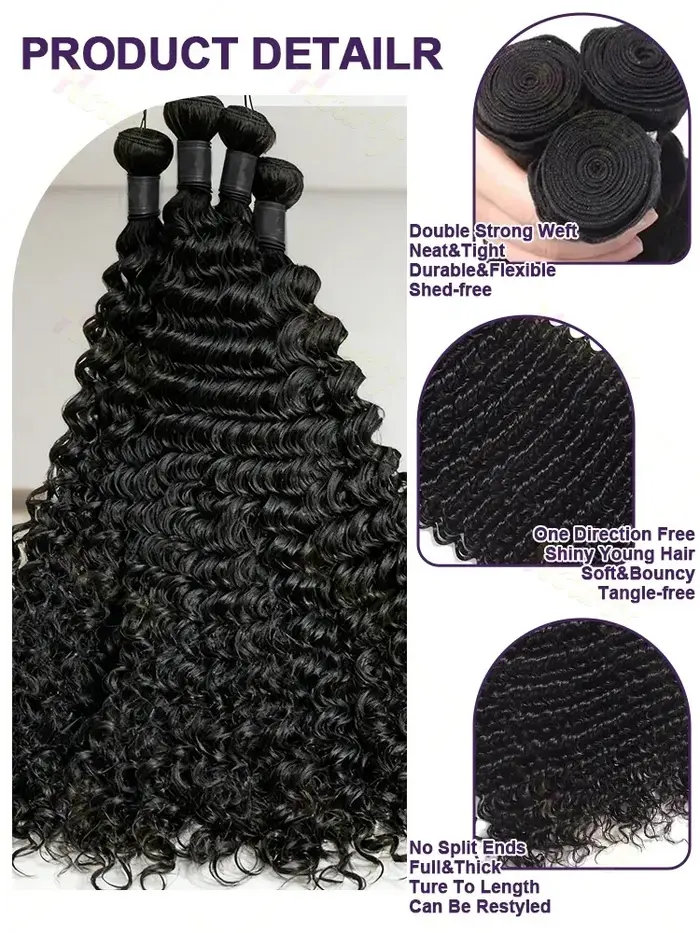 Lots de Cheveux Humains Ondulés Profonds (Loose Deep Wave) de 32