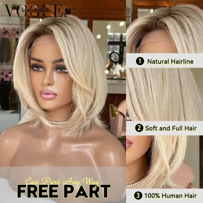 LUX VOGUE crépuscule sable or Balayage couleur 100% perruque de cheveux humains couche 260% densité Salon qualité 13x6
