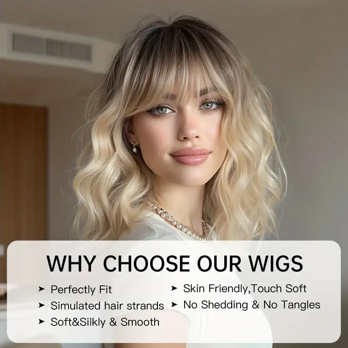 Perruque synthétique ombrée marron à blond