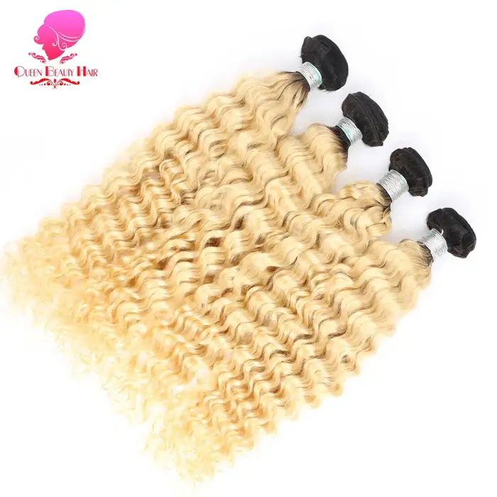 Reine 1/3/4 Bundle 1B 613 Ombre Blonde Platine couleur deux tons racines foncées malaisienne vague profonde