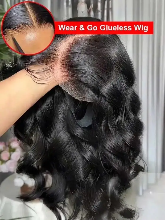 40 42 pouces 250% Wear And Go perruques sans colle vague de corps perruques de cheveux humains 13x4