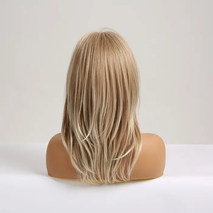 Perruques synthétiques longues blondes en couches pour femmes