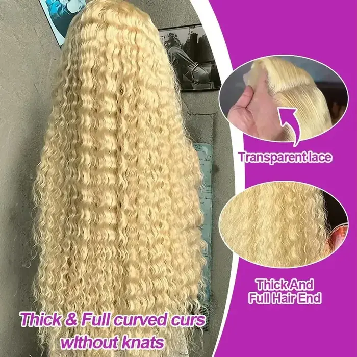 34 40 pouces miel blond 613 HD dentelle frontale perruque 13x6 bouclés perruques pré-plumées lâche v