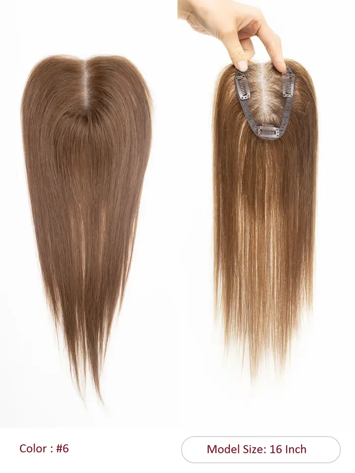 Cheveux humains Toppers 3x4 "Base tissée à la main 100% postiches réelles avec clips invisibles pour recler une