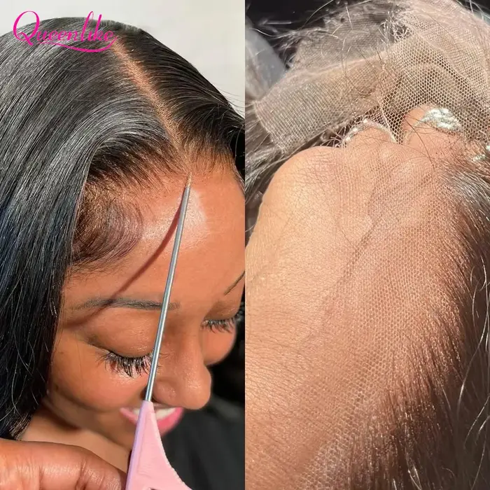 Dinner Enlike-Perruque Brésilienne Naturelle en Cheveux Lisses pour Femme