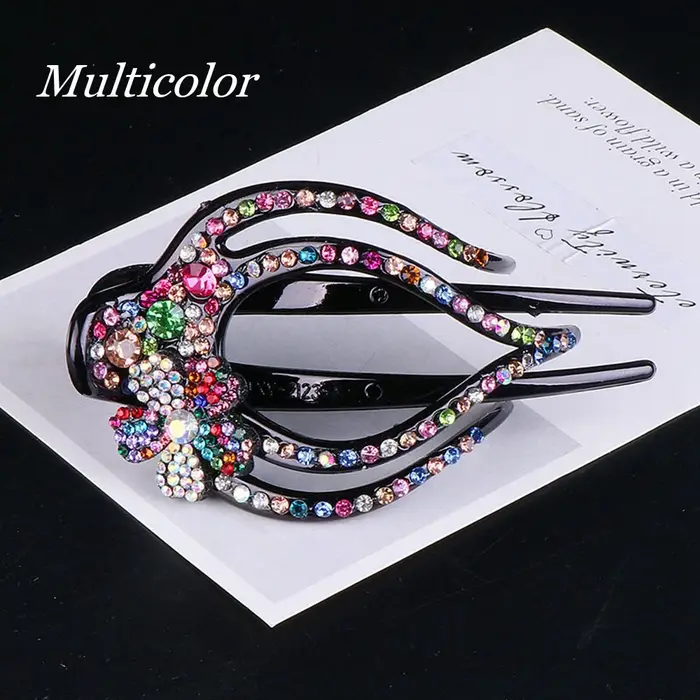 Épingle à cheveux en cristal pour femmes, pince à cheveux en forme de bec de canard avec strass, Cli