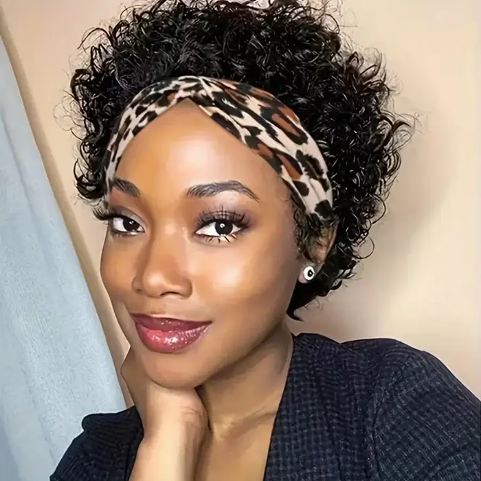 Perruque bandeau bouclée bob brésilien noir naturel