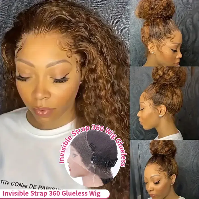 Perruque de cheveux humains bouclés pleine dentelle 360 Invisi sangle mettre en évidence perruque 13