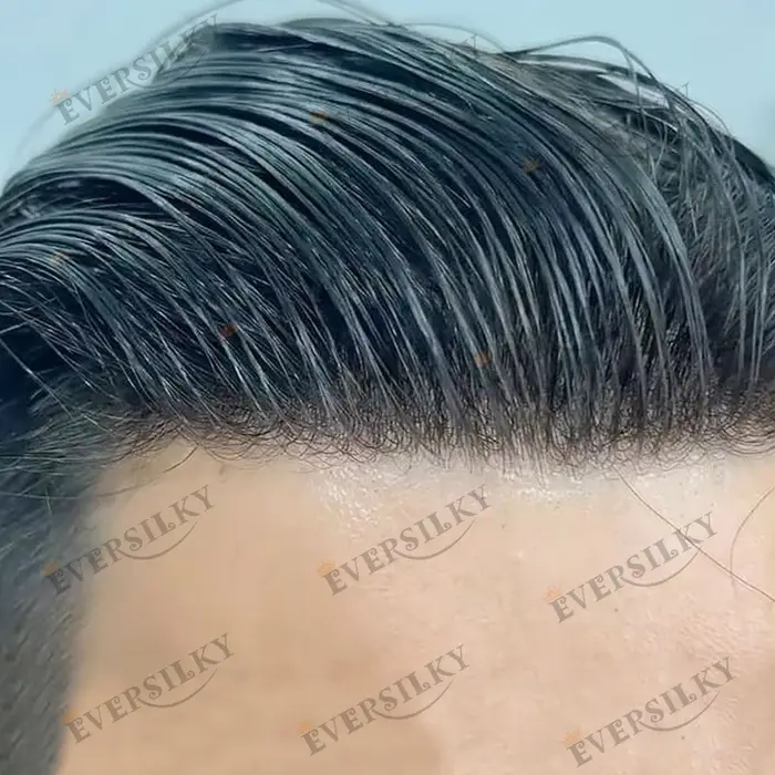 1B40 1B65 gris cheveux humains hommes toupet indécutable 0.1mm Pu Base homme perruques remplacement naturel délié cheveu