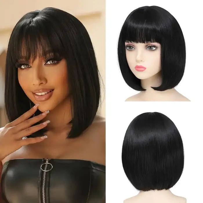 Perruque synthétique de coiffure bob Orange