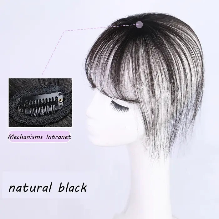 Perruque ultra-fine Qi THES sans trace pour femme, toupet avec frange coupée, base frange, pièce ult