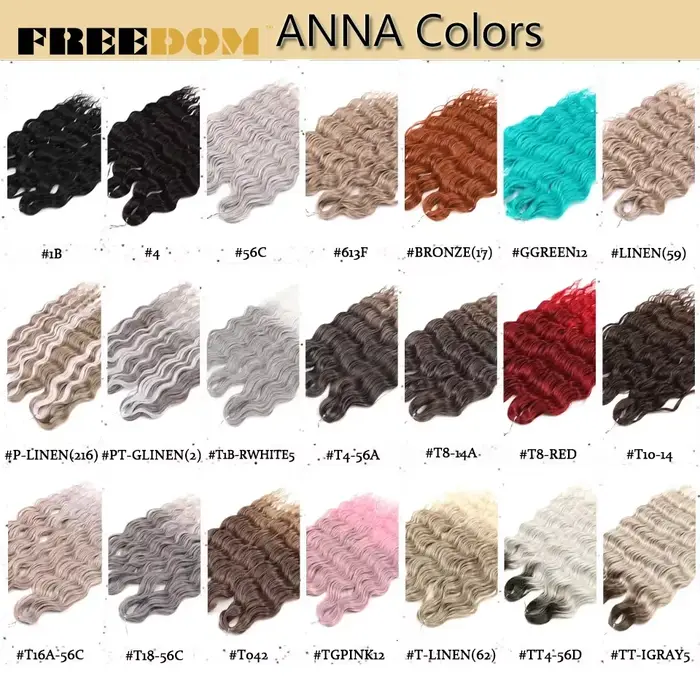 FREEDOM Extensions de cheveux tressés synthétiques ondulés profonds 24 pouces longs tresses bouclées