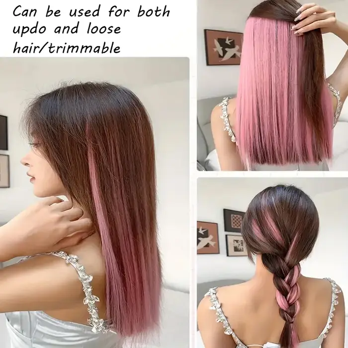 Extensions de cheveux à clipser pour femmes avec reflets de couche intérieure