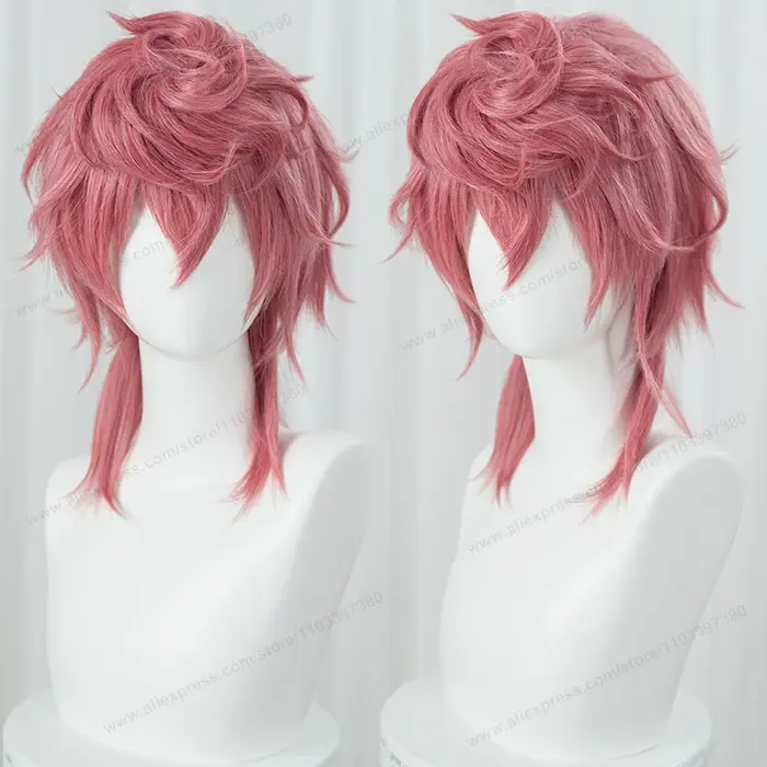 Anime Trish Una Cosplay perruque 40 cm rose femmes cheveux résistant à la chaleur perruques synthétiques + bonnet