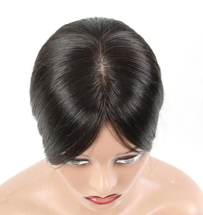 Perruque juive 5x5 à base de soie, cheveux humains avec frontale en PU - Cheveux européens naturels