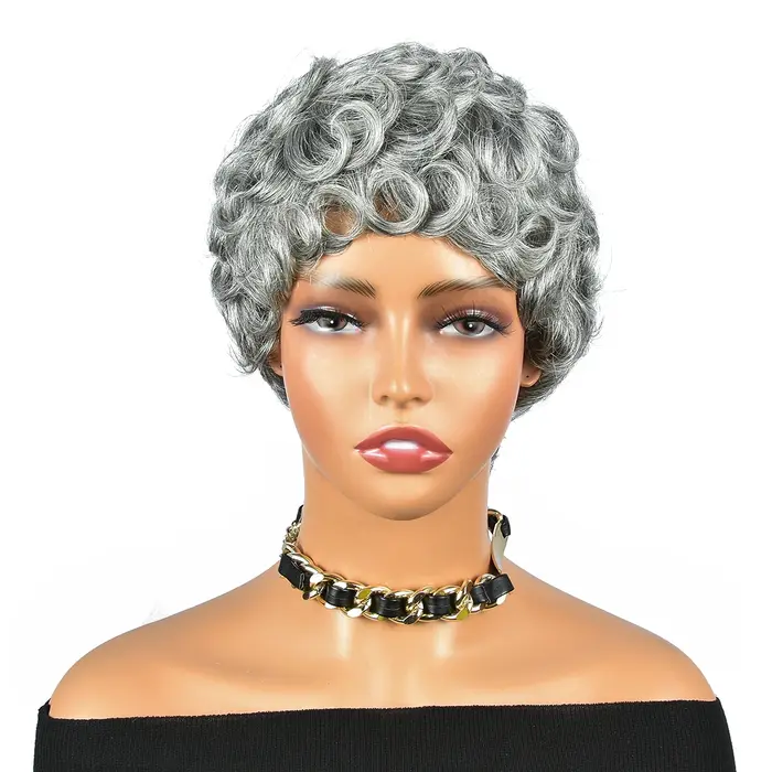 Hairugo-Perruques de cheveux humains sans colle avec frange, perruques entièrement fabriquées à la m