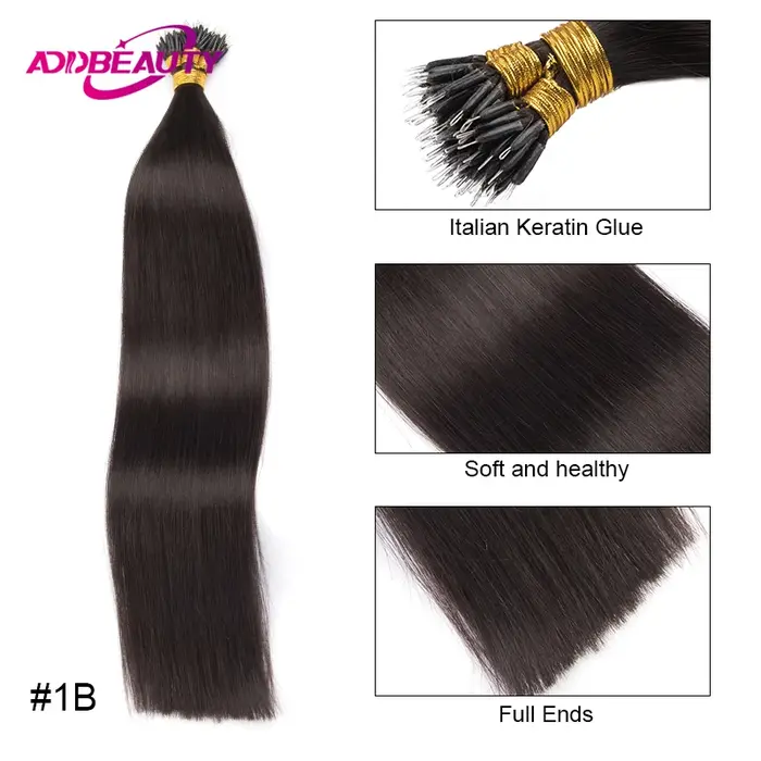 Extensions de cheveux 100% naturels lisses avec anneaux Nano, mèches de cheveux blonds ombrés, Fusion, 0.8g/1g, 50 pièces