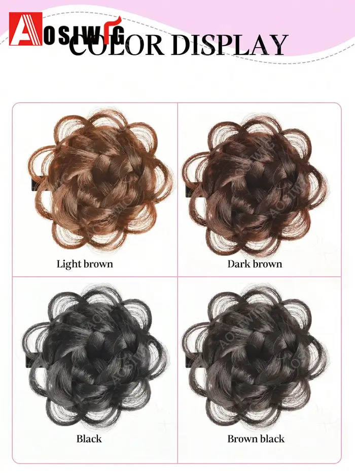 Chignon tressé synthétique blond à clipser en forme de rose