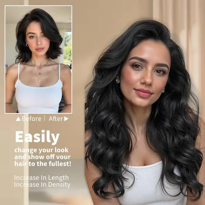Extensions de cheveux synthétiques bouclés longs de 22 pouces