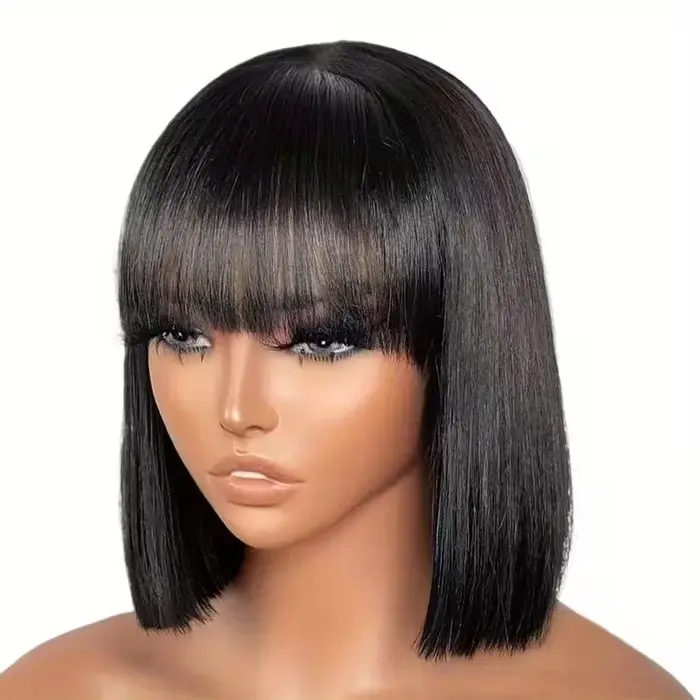 Perruques Bob de cheveux humains droites avec Bang