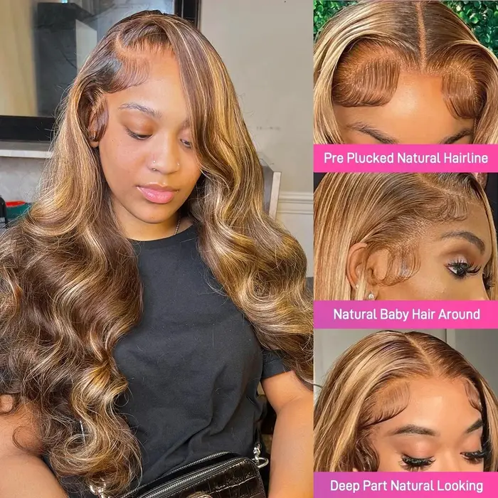 Perruques Lace Front HD 13x4 13x6, Densité 200%, Cheveux Humains Brésiliens Pré-Pluckés, Ondulés ave
