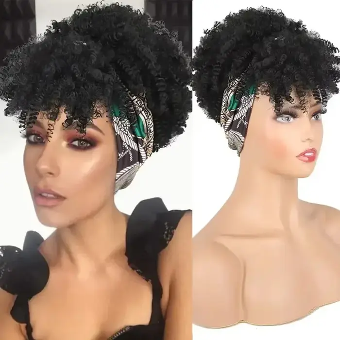 Perruque Afro Bouffante avec Frange pour Femme Noire