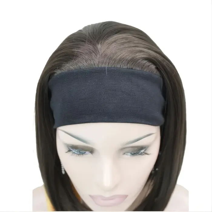 Perruque Bob courte naturelle avec bandeau réglable