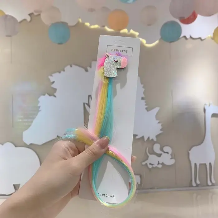 Perruques colorées licorne, pince à cheveux, cadeau pour enfants, décoration de fête d'anniversaire 